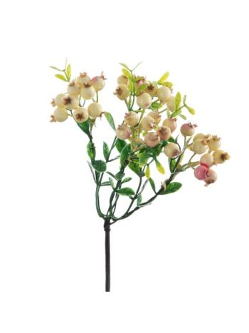 Bogyós ág- 28.5cm magas - Fehér/Rózsaszín