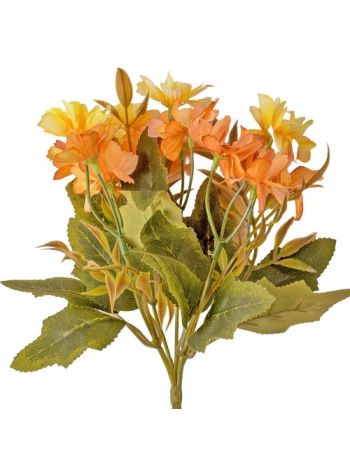 15 virágfejes- 5 ágú krizantém selyemvirág csokor- 25cm magas - barack színű