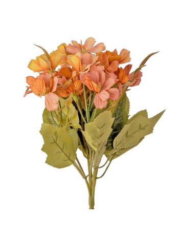 15 virágfejes- 5 ágú krizantém selyemvirág csokor- 25cm - Krémes/barack