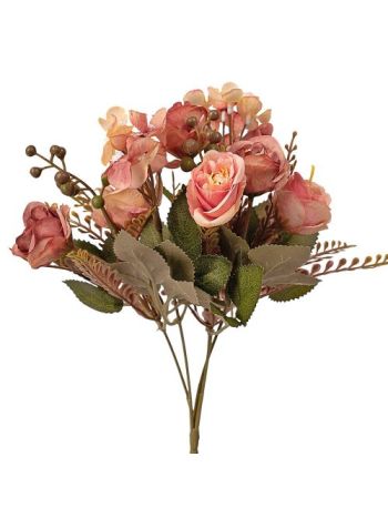 Rózsás hortenzia selyemvirág csokor- 30cm magas - Rózsaszín