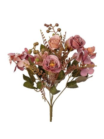 Rózsás hortenzia selyemvirág csokor- 30cm magas - Lila