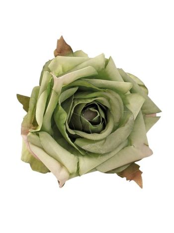 Rózsa selyemvirág fej- 8cm - Zöld AF120-04 12db/csomag