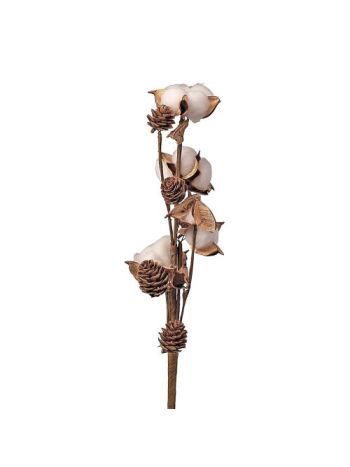 Gyapot dekor ág tobozokkal- 38.5cm magas