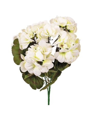 Muskátli selyemvirág csokor- 5 ágú- magasság: 33cm - Fehér