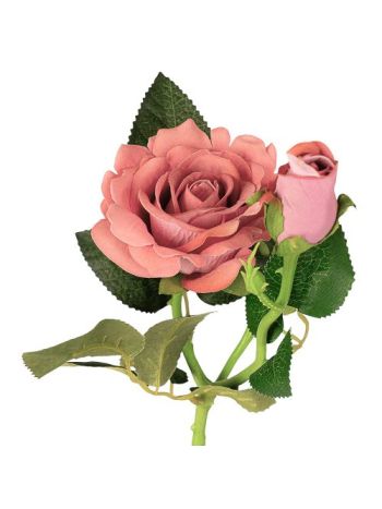 Bársonyos selyemvirág rózsa ág- magasság: 36cm - Rózsaszín