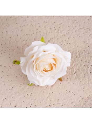 Rózsa selyemvirág fej- 7.5cm - Fehér
