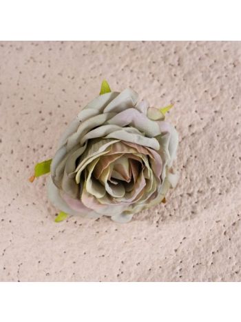 Rózsa selyemvirág fej- 7.5cm - Zöld