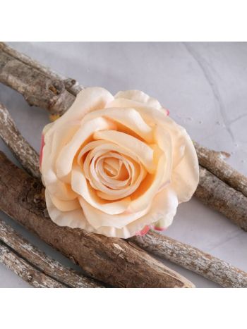 Rózsa selyemvirág fej- 10cm - Pezsgő