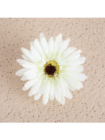 Gerbera selyemvirág fej- 9cm - Zöldes fehér