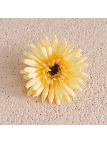 Gerbera selyemvirág fej- 9cm - Sárga