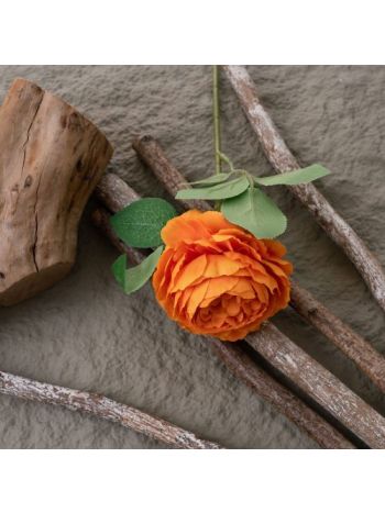 Selyemvirág rózsa szál- 28cm magas - Narancssárga