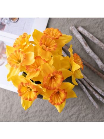 Nárcisz selyemvirág köteg- 41cm magas - Citromsárga
