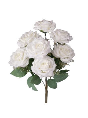 Rózsa selyemvirág csokor- 7 ágú- 41cm magas - Ekrü