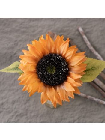 Napraforgó selyemvirág szál- 50cm magas - Világos narancssárga