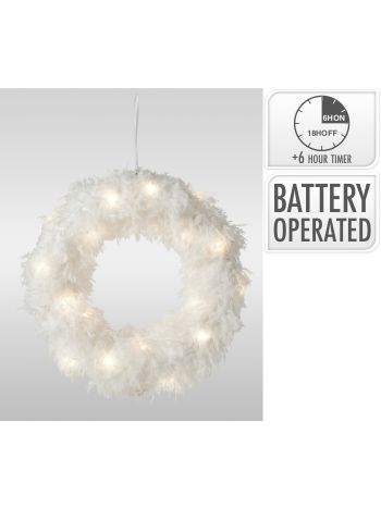 LED-es koszorú szövettel- 30 meleg fehér LED- méret: d31x6cm