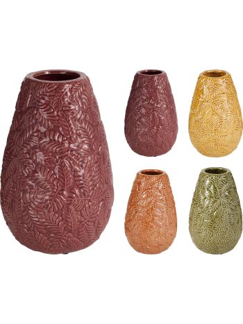 őszi levél váza- kőagyag- 175x175x275 mm- 1200 gramm- 4 vegyes színben