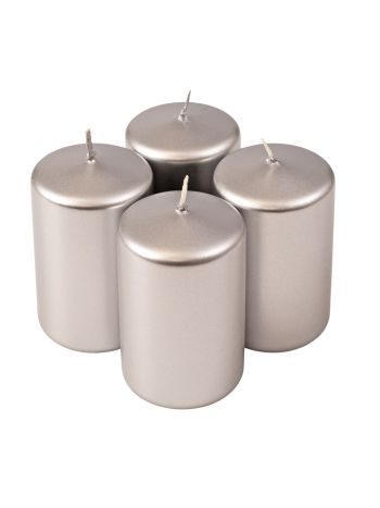 Adventi henger gyertya készlet- 8 x 5cm - Metál ezüst