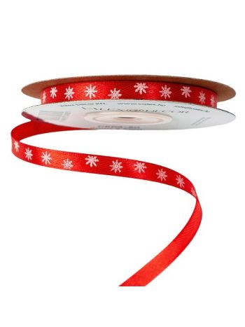 Hópelyhes szatén szalag 6mm x 20m - Piros