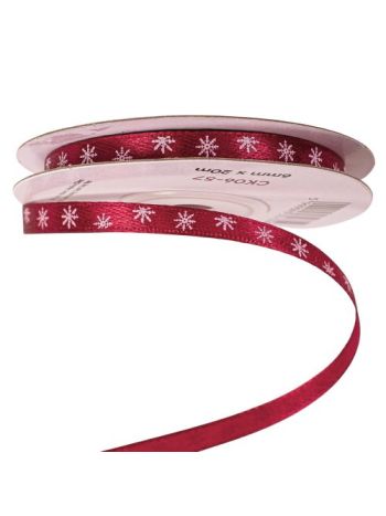 Hópelyhes szatén szalag 6mm x 20m - Bordó