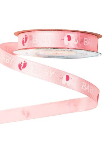 Baby feliratos szatén szalag 12mm x 20m - Rózsaszín 12mm x 20m CL12-01
