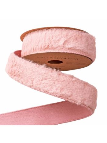 Szőrme szalag drótos szegéllyel 38mm x 5m - Púder rózsaszín
