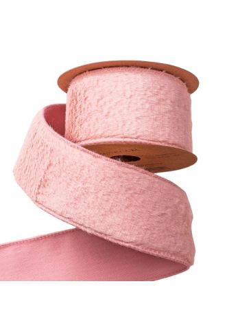 Szőrme szalag drótos szegéllyel 63mm x 5m - Púder rózsaszín