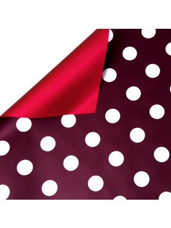 Pöttyös fólia tekercs 58cm x 10m - Bordó / Fehér