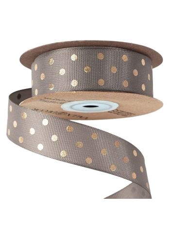 Arany pöttyös ripsz szalag 25mm x 20m - Szürke 25mm x 20m DG25-09