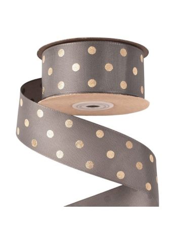Arany pöttyös ripsz szalag 38mm x 20m - Szürke 38mm x 20m DG38-09