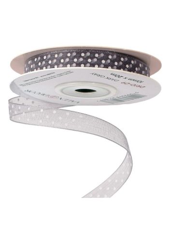 Pöttyös organza szalag 10mm x 20m - Sötét szürke