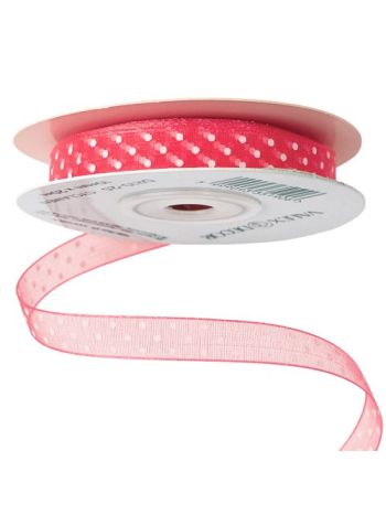 Pöttyös organza szalag 10mm x 20m - Ciklámen