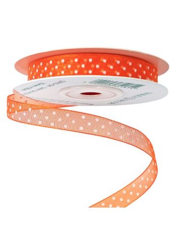 Pöttyös organza szalag 10mm x 20m - Sötétnarancssárga