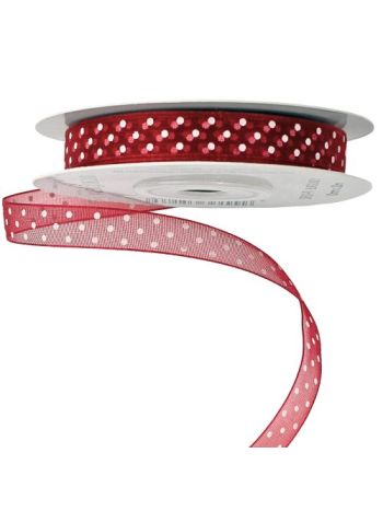 Pöttyös organza szalag 10mm x 20m - Bordó