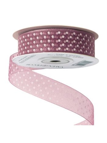 Pöttyös organza szalag 25mm x 20m - Mályva