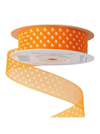 Pöttyös organza szalag 25mm x 20m - Világos narancssárga