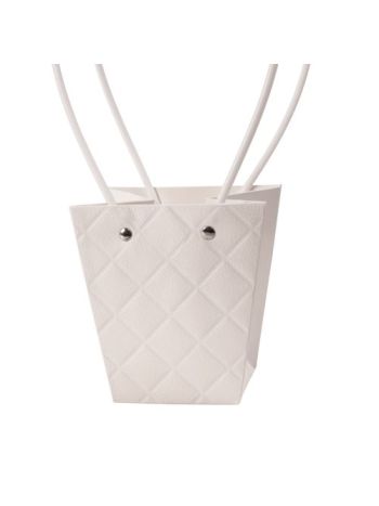 10db. dombornyomott virág-ajándék táska 12(h) x 8(sz) x 12.5(m) cm - Fehér