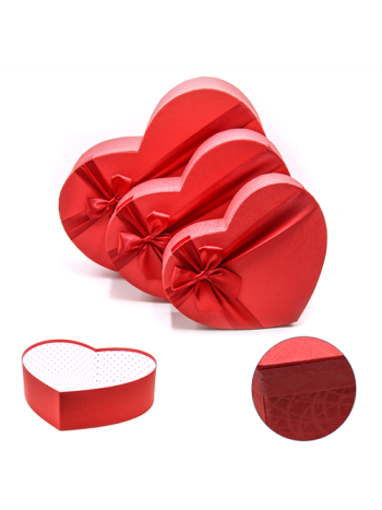 PAPÍRDOBOZ SZÍV 3 DB 1/10 40x33x12-5; 34x27x9; 28-5x22-5x7-5 cm PIROS