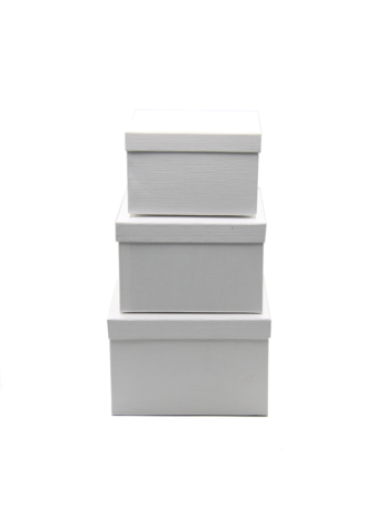 PAPÍRDOBOZ NÉGYZET 3 DB 1/24 20x20x13; 18x18x11-5; 16x16x10 cm FEHÉR