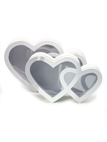 PAPÍRDOBOZ SZÍV 2 DB 1/16 38x25x11-5; 33-5x21-7x9-5 cm FEHÉR