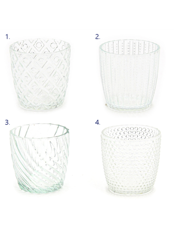 MÉCSESTARTÓ ÜVEG 1/90 7-4x7-5 cm 4 FÉLE ES08367