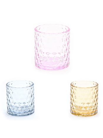 MÉCSESTARTÓ ÜVEG 1/72 7x6-9 cm 3 SZÍNBEN