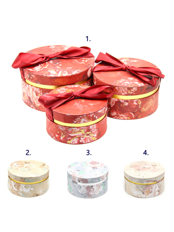 PAPÍRDOBOZ 3 DB KEREK 1/30 23x12cm- 20x10cm- 17x9cm 4 SZÍNBEN