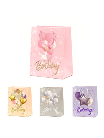 AJÁNDÉKTASAK SZÜLINAPOS 12/480 26x32x10 cm 4 FÉLE