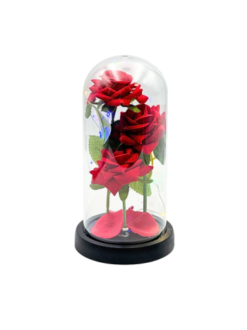 BÁRSONY RÓZSÁK ÜVEGBÚRÁBAN 1/60 11x21 cm LEDES
