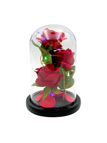 BÁRSONY RÓZSÁK ÜVEGBÚRÁBAN 1/40 14x22 cm LEDES