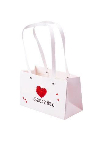 10db. Szeretlek feliratos virág táska 22(h) x 10.5(sz) x 13.5(m) cm