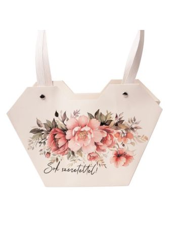 10db.Sok szeretettel! feliratos virág táska 23.5(h) x 12.5(sz) x 35(m) cm