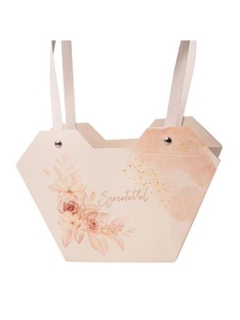 10db.Szeretettel feliratos virág táska 23.5(h) x 12.5(sz) x 35(m) cm