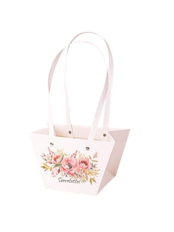 10db.Szeretettel feliratos virág táska 20(h) x 12(sz) x 12(m) cm