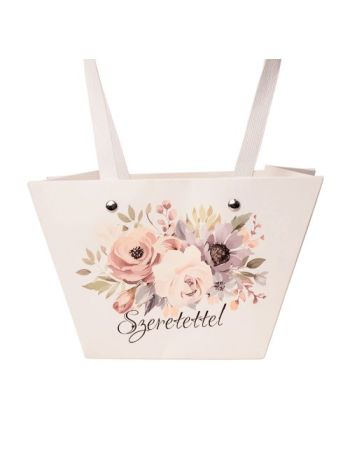 10db.Szeretettel feliratos virág táska 20(h) x 12(sz) x 12(m) cm